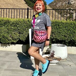 Adidas Big Logo Tunic Shirt Top Charcoal Grey Black White Three Stripes